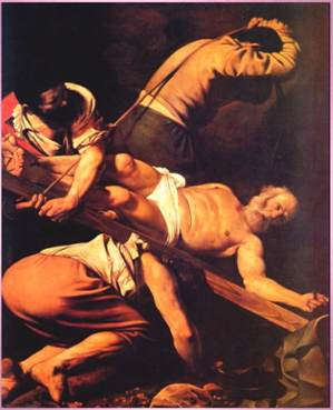 Petrus erlitt den Märtyretod indem er mit dem Kopf nach unten ans Kreuz genagelt wurde.
