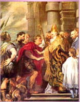 Kaiser Theodosius I. bei Papst Damasus.